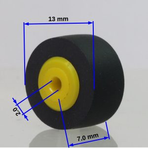 Pinch roller 13 x 7 x 2 mm for cassette players