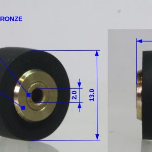 Pinch roller 13 x 8 x 2 mm brass version for cassette players