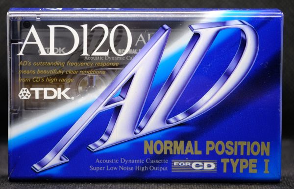 TDK AD 120 blank, sealed audio cassette, new unused (IEC Type I / Position normal)