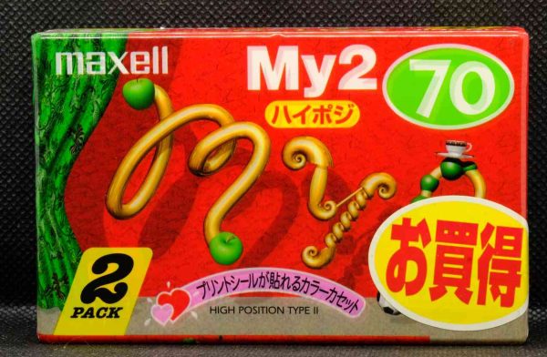 Maxell My2 70 blank, sealed audio cassettes 2-pack, pink, for girls, new unused (IEC Type II / Position chrome)